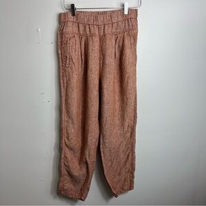 Women Hei Hei Anthropologie Orange 100% Linen Slip on Ankle Francois Pants small